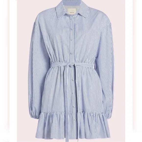 cinq a sept Dresses & Skirts - CINQ À SEPT Kelly Long Sleeve Mini Shirtdress Blue/White Striped belt buttons 4
